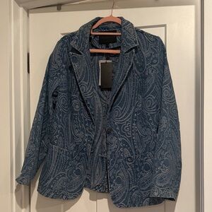 Solitaire Blue Paisley Blazer Jacket
